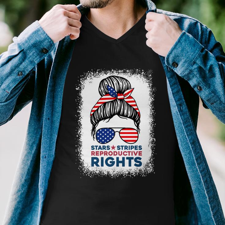 Messy Bun American Flag Stars Stripes Reproductive Rights Meaningful Gift V2 Men V-Neck Tshirt