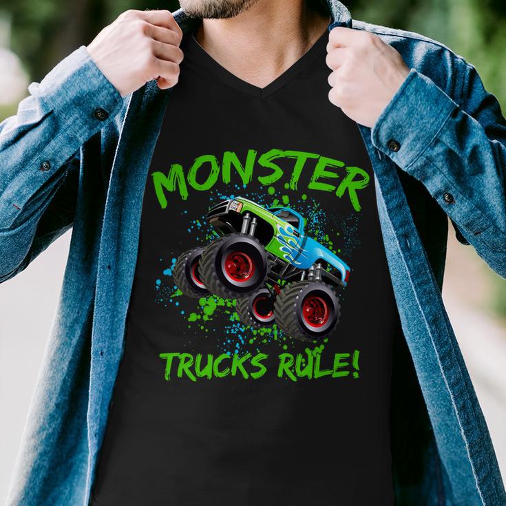 Monster Trucks Rule Tshirt Men V-Neck Tshirt