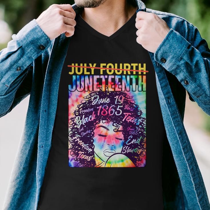 Not July 4Th Juneteenth Tie Dye African American Woman Tshirt Men V-Neck Tshirt