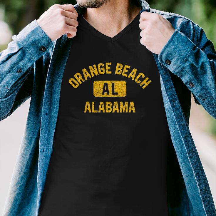 Orange Beach Al Alabama Gym Style Distressed Amber Print Men V-Neck Tshirt