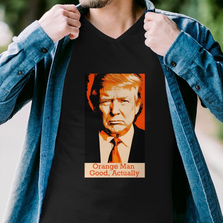 Orange Man Good Actually Men V-Neck Tshirt