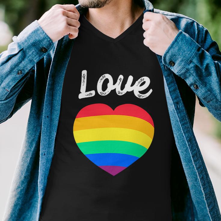 Pride Month Funny Rainbow Heart Gay And Lgbt Men V-Neck Tshirt