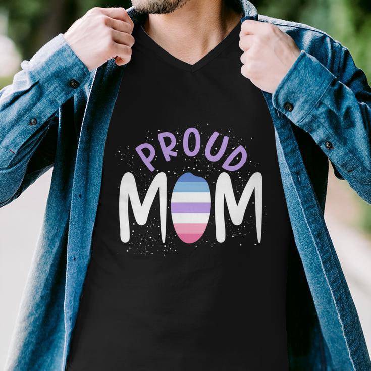 Proud Mom Bi Gender Flag Gay Pride Mothers Day Lgbt Bigender Great Gift Men V-Neck Tshirt