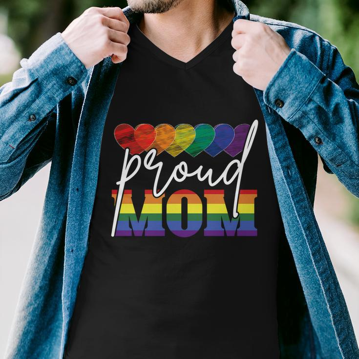 Proud Mom Mothers Day Gift Lgbtq Rainbow Flag Gay Pride Lgbt Gift V2 Men V-Neck Tshirt
