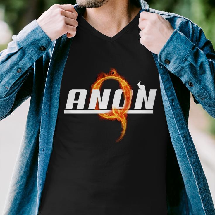 Qanon The Rabbit Storm Fire Logo Men V-Neck Tshirt