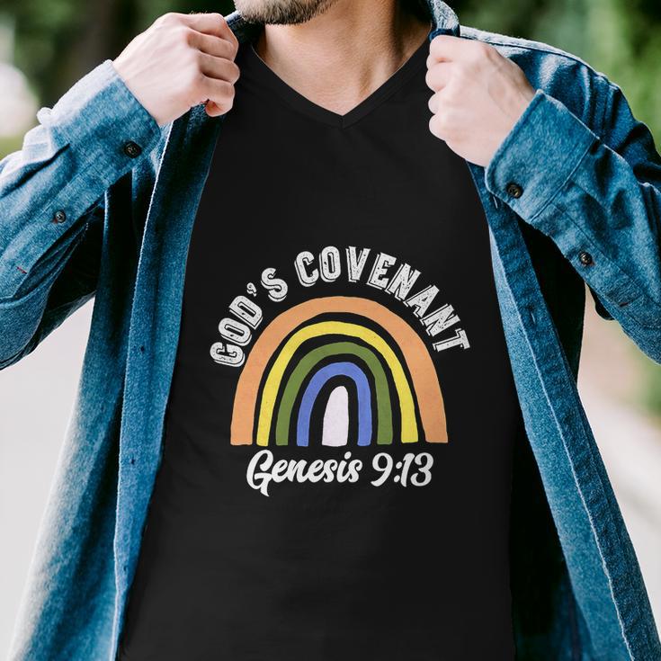 Rainbow Gods Covenant Bible Funny Christian Lover Men V-Neck Tshirt