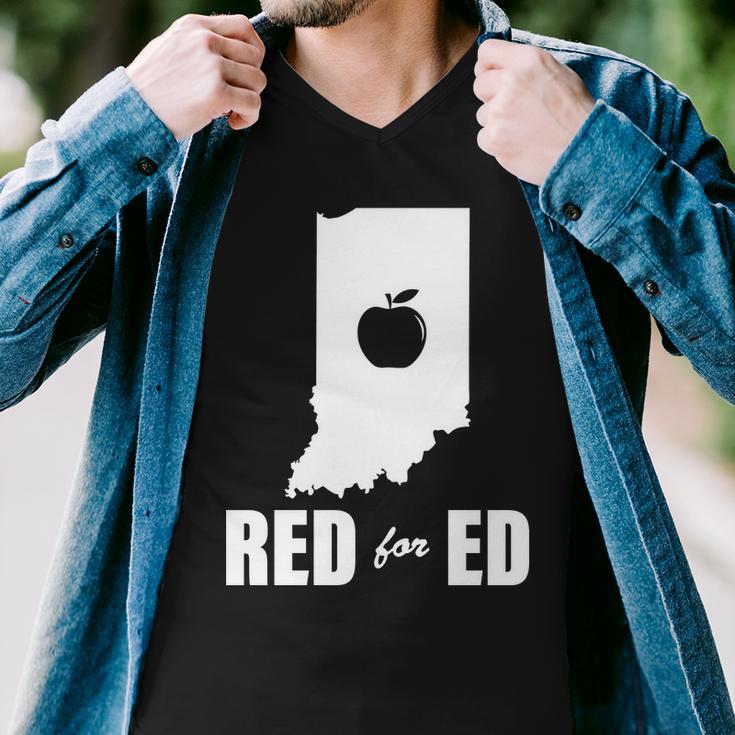 Red For Ed Indiana Teachers Apple Men V-Neck Tshirt