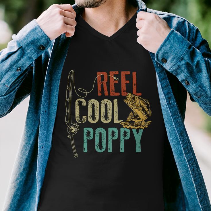 Reel Cool Poppy Fishing Grandpa Gift Fathers Day Fisherman Men V-Neck Tshirt