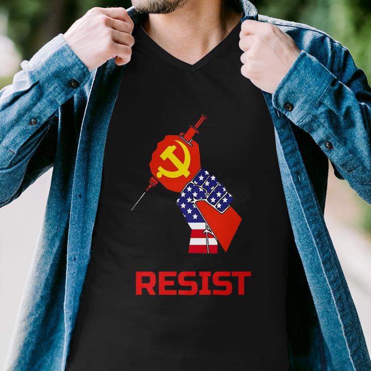 Resist Anti Vaccine Mandates And Communisum Premium Tshirt Men V-Neck Tshirt