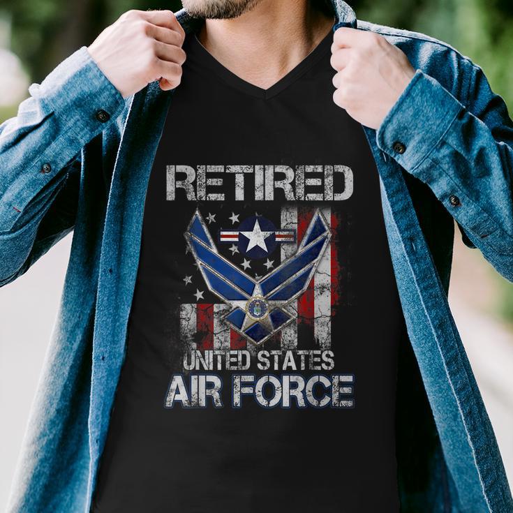 Retired Us Air Force Veteran Usaf Veteran Flag Vintage Tshirt Men V-Neck Tshirt