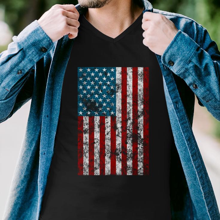 Retro Style 4Th July Usa Patriotic Distressed America Flag Gift Men V-Neck Tshirt