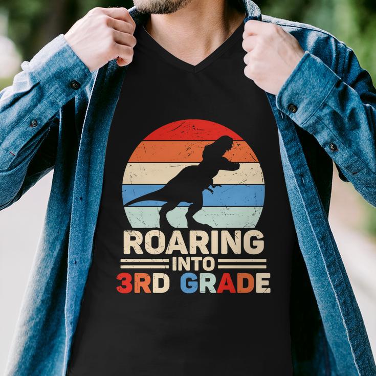 Roaring Into 3Rd Grade Dinosaur Back To School Men V-Neck Tshirt