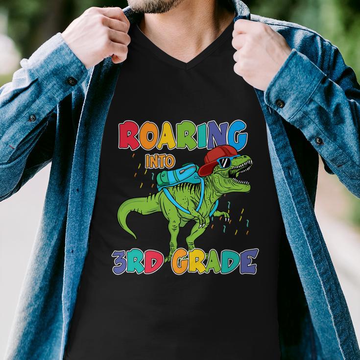 Roaring Into 3Rd Grade T_Rex Back To School Men V-Neck Tshirt