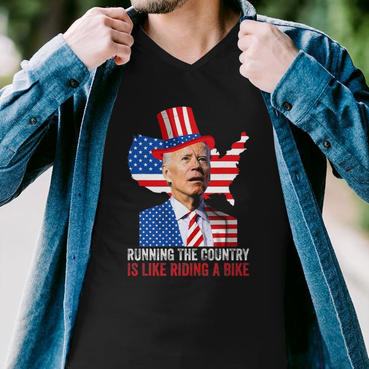Running The Country Is Like Riding A Bike Anti Biden Men V-Neck Tshirt