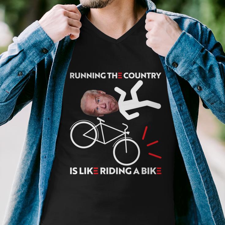 Running The Country Is Like Riding A Bike Funny Biden Meme Men V-Neck Tshirt