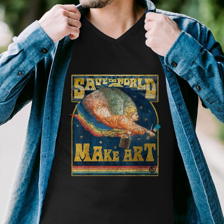Save The World Make Art Painters Graphic Artists Potters Men V-Neck Tshirt