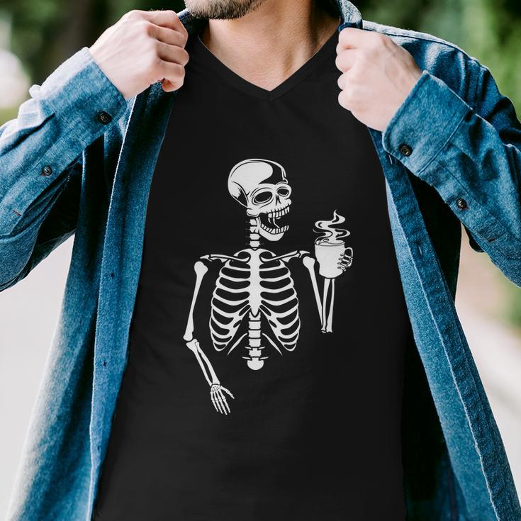 Skeleton Coffee Halloween Quote Men V-Neck Tshirt