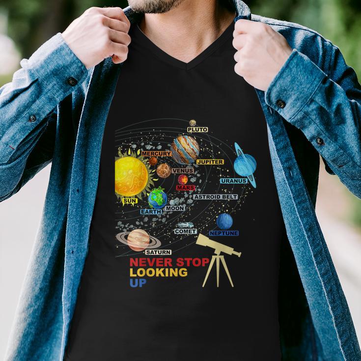 Solar System Planets Never Stop Looking Up Astronomy Men V-Neck Tshirt