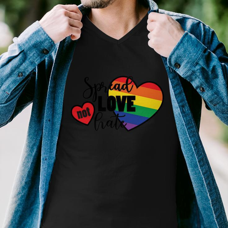 Spread Love Not Hate Lgbt Gay Pride Lesbian Bisexual Ally Quote Men V-Neck Tshirt