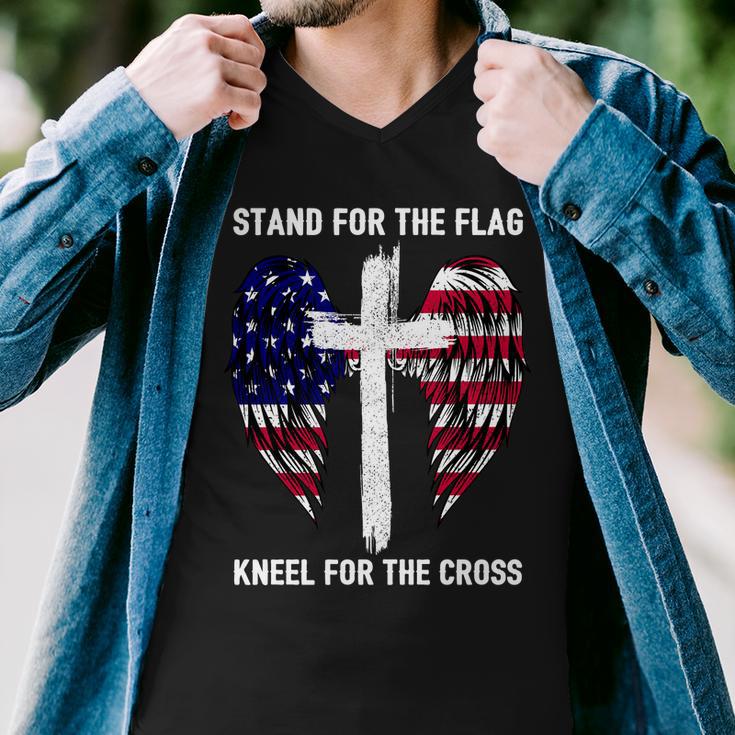 Stand For The Flag Kneel For The Cross Usa Eagle Tshirt Men V-Neck Tshirt