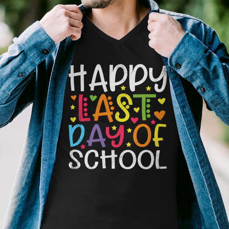 Stars Happy Last Day Of School Cute Graduation Teacher Kids Men V-Neck Tshirt