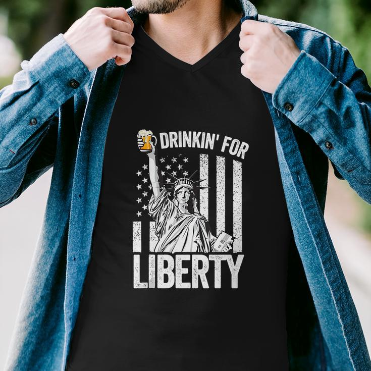 Statue Of Liberty Funny 4Th Of July American Flag Men V-Neck Tshirt