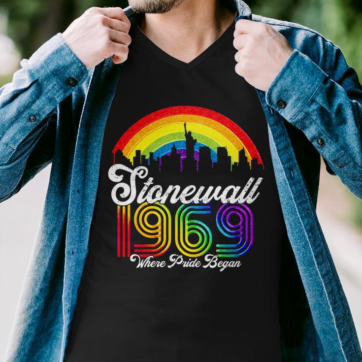 Stonewall 1969 Where Pride Began Lgbt Rainbow Men V-Neck Tshirt