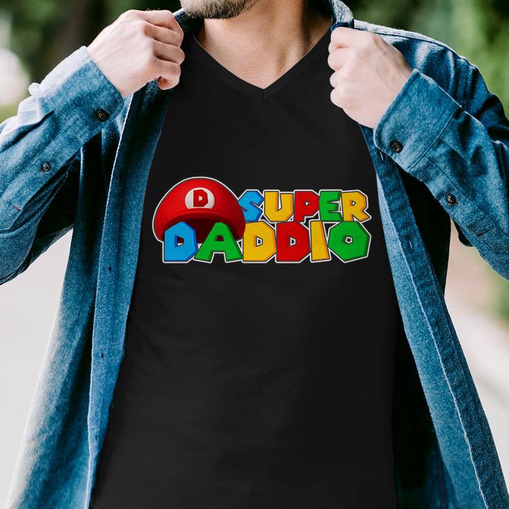 Super Daddio Gamer Dad Tshirt Men V-Neck Tshirt