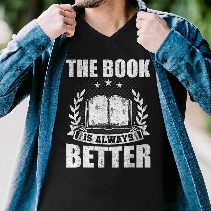 The Book Is Always Better Book Lovers Reading Men V-Neck Tshirt