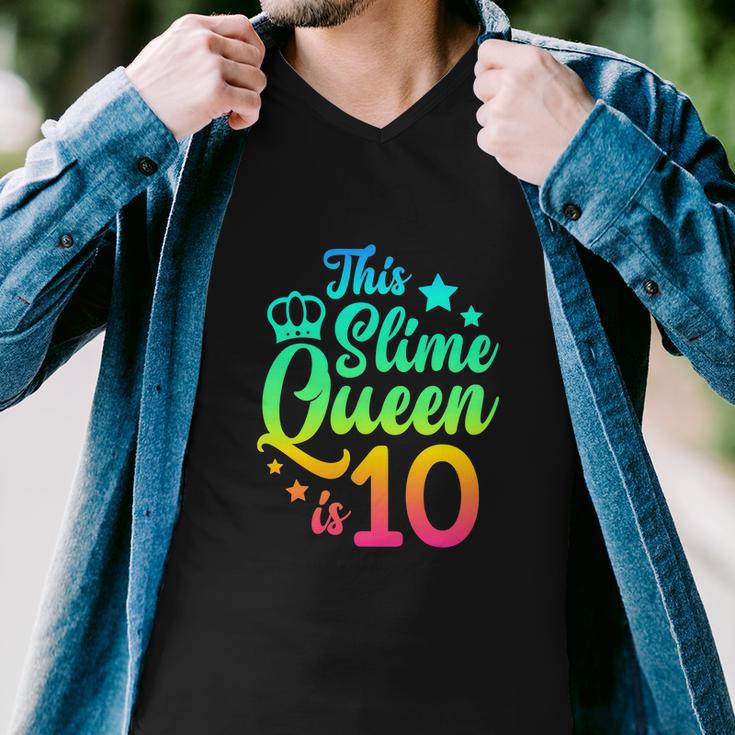 This Slime Queen Is 10 Girl Funny 10Th Birthday Party Squad Men V-Neck Tshirt