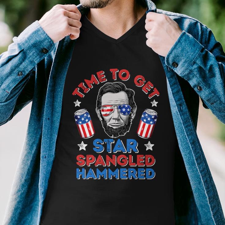 Time To Get Star Spangled Hammered 4Th Of July Men Lincoln Men V-Neck Tshirt