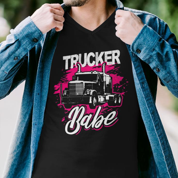 Trucker Trucker Babe Female Truck Driver Woman Trucker Men V-Neck Tshirt