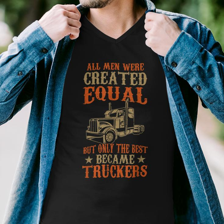 Trucker Trucker Funny Only The Best Became Truckers Road Trucking Men V-Neck Tshirt
