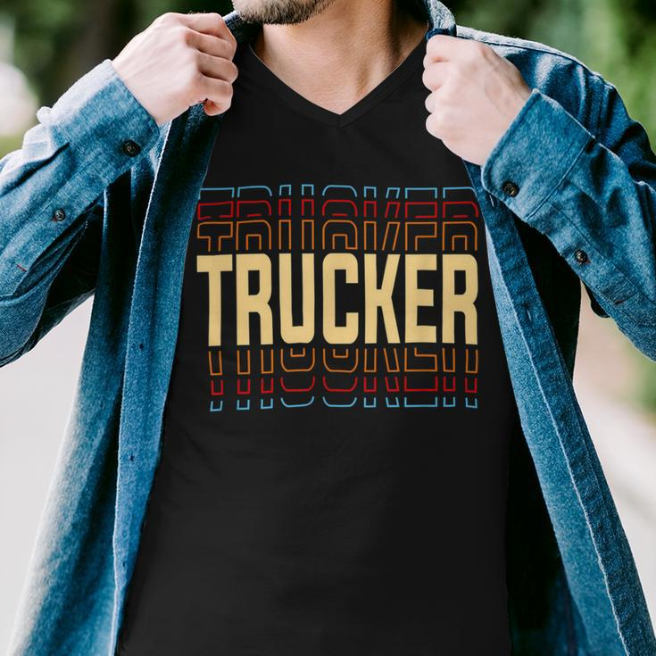 Trucker Trucker Job Title Vintage Men V-Neck Tshirt
