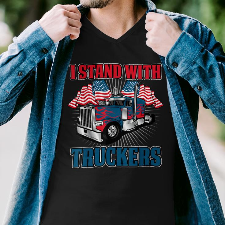 Trucker Trucker Support I Stand With Truckers Freedom Convoy V3 Men V-Neck Tshirt