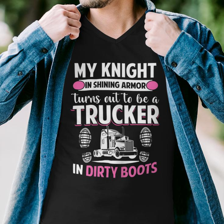 Trucker Trucker Wife Trucker Girlfriend Men V-Neck Tshirt