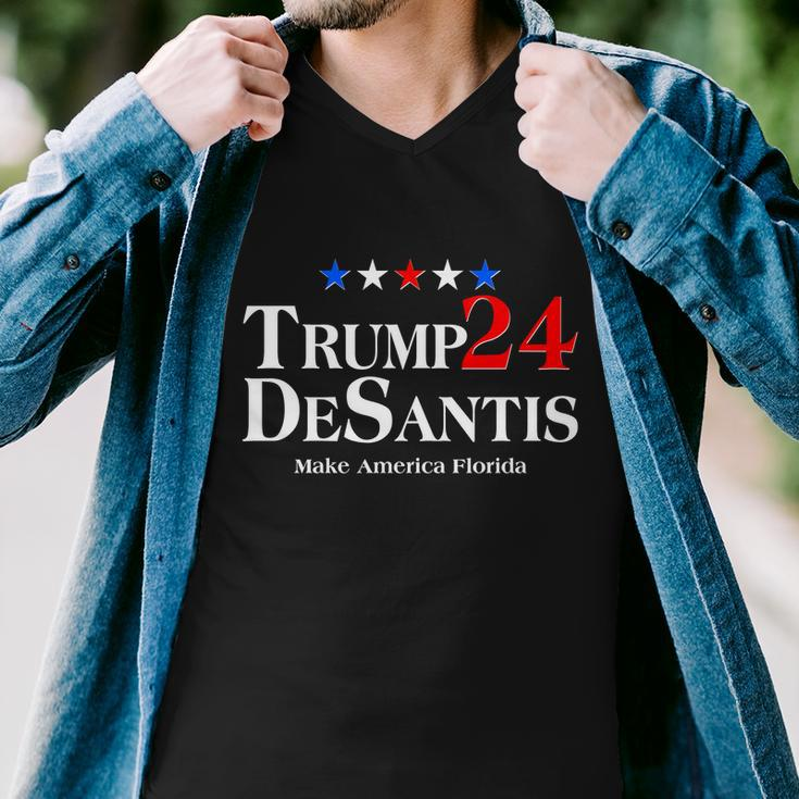 Trump Desantis 2024 Make America Florida Election Logo Men V-Neck Tshirt