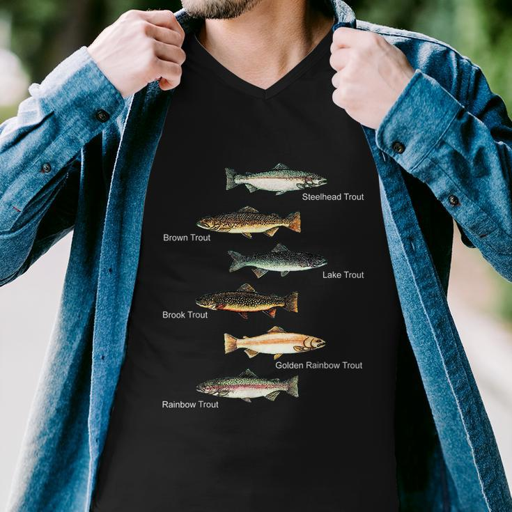 Types Of Trout Fish Species Collection Fishing Men V-Neck Tshirt