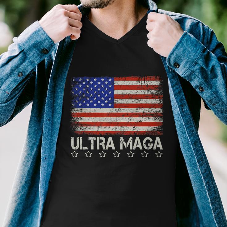 Ultra Maga Shirt Maga King Funny Anti Biden Us Flag Pro Trump Trendy Tshirt V2 Men V-Neck Tshirt