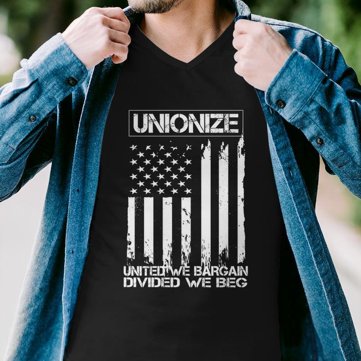 Unionize United We Bargain Divided We Beg Usa Union Pride Great Gift Men V-Neck Tshirt