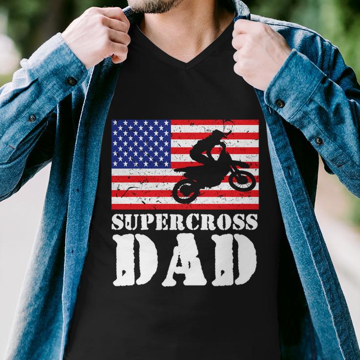 Usa American Distressed Flag Supercross Dad Men For Him Gift Men V-Neck Tshirt