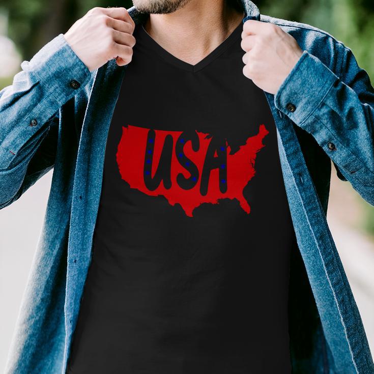 Usa Map Patriotic Celebrate 4Th Of July Men V-Neck Tshirt