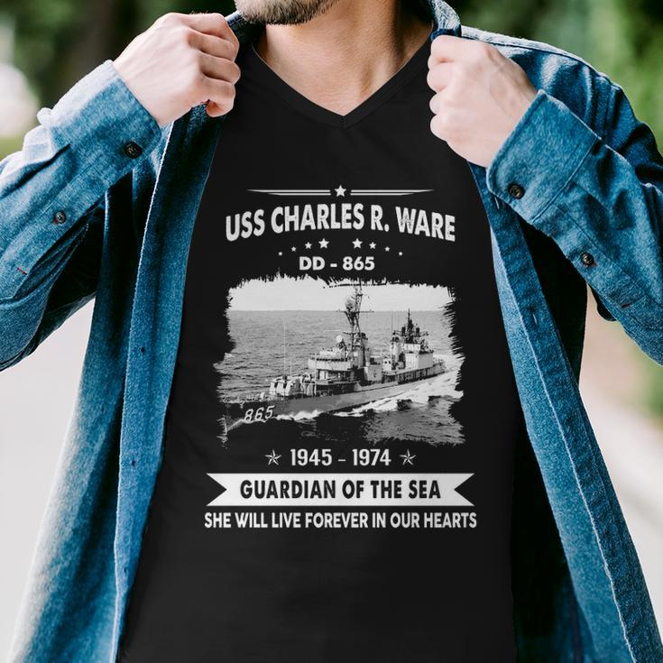 Uss Charles R Ware Dd V2 Men V-Neck Tshirt