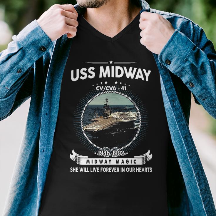 Uss Midway Cv 41 Front Style Men V-Neck Tshirt