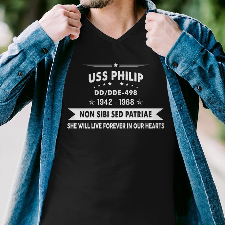 Uss Philip Dd 498 De V2 Men V-Neck Tshirt