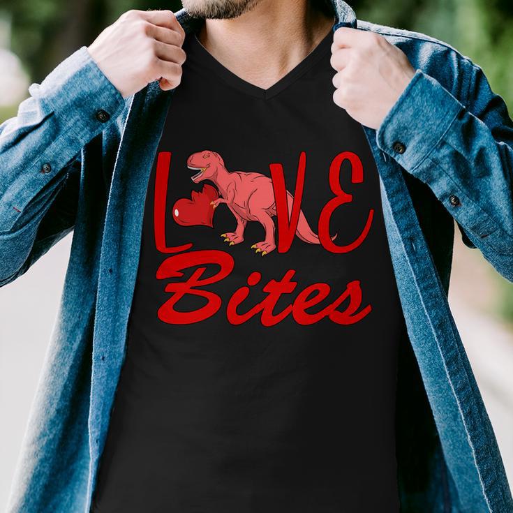 Valentines Day Love Bites Dinosaur Men V-Neck Tshirt