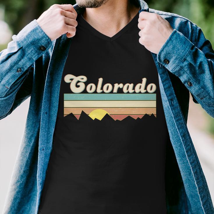 Vintage Colorado Mountain Sunset Tshirt Men V-Neck Tshirt