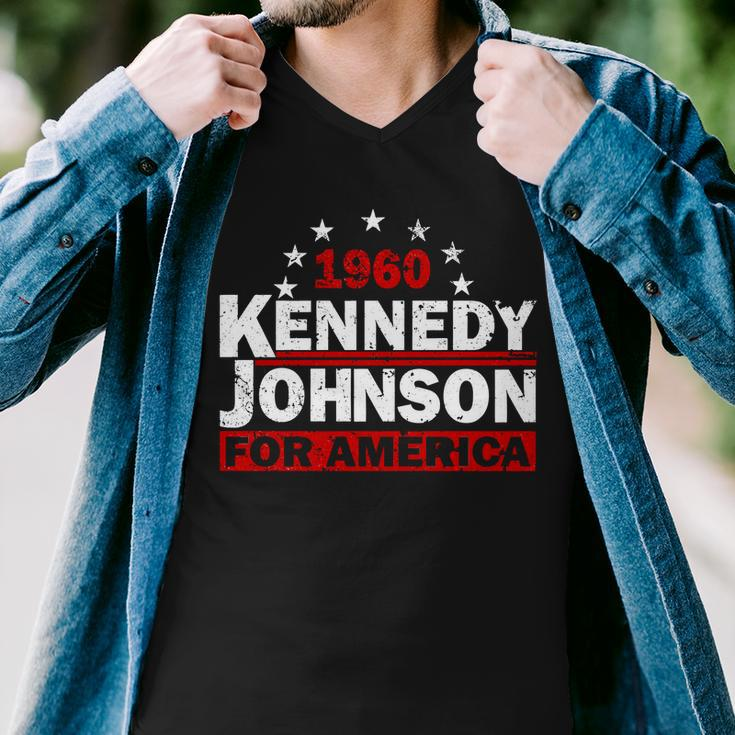 Vintage Kennedy Johnson 1960 For America Men V-Neck Tshirt
