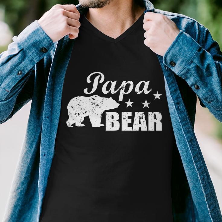 Vintage Papa Bear Tshirt Men V-Neck Tshirt