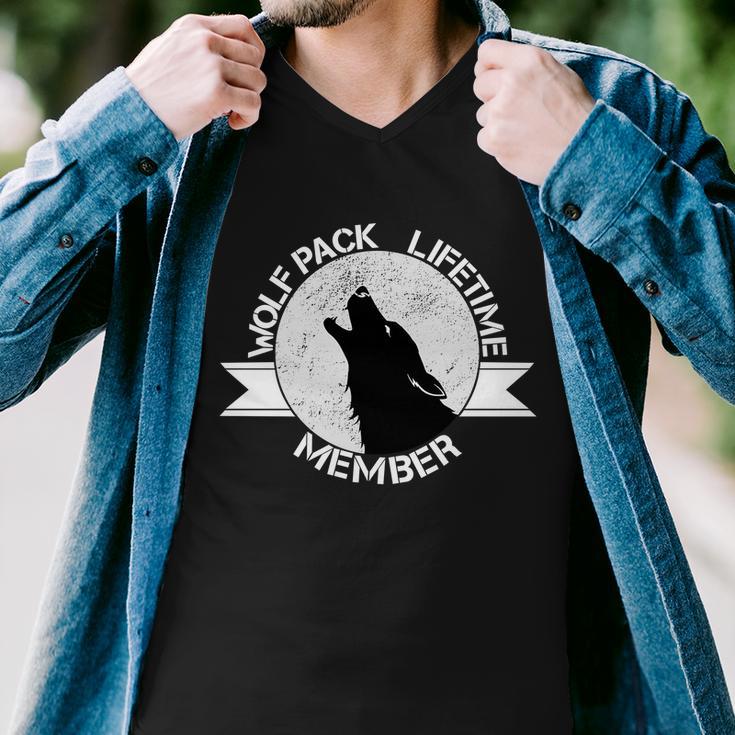 Vintage Wolf Pack Lifetime Member Emblem Tshirt Men V-Neck Tshirt